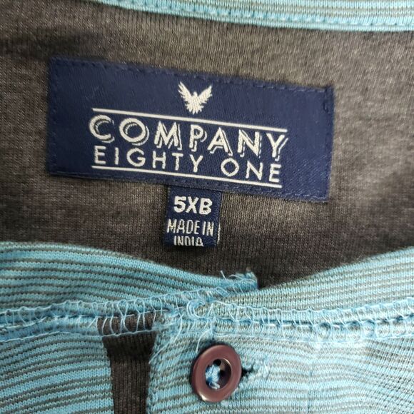 Company Eighty One Mens Shirt Size 5XB Blue Gray Henley Stripes Long Sleeve - Picture 7 of 9